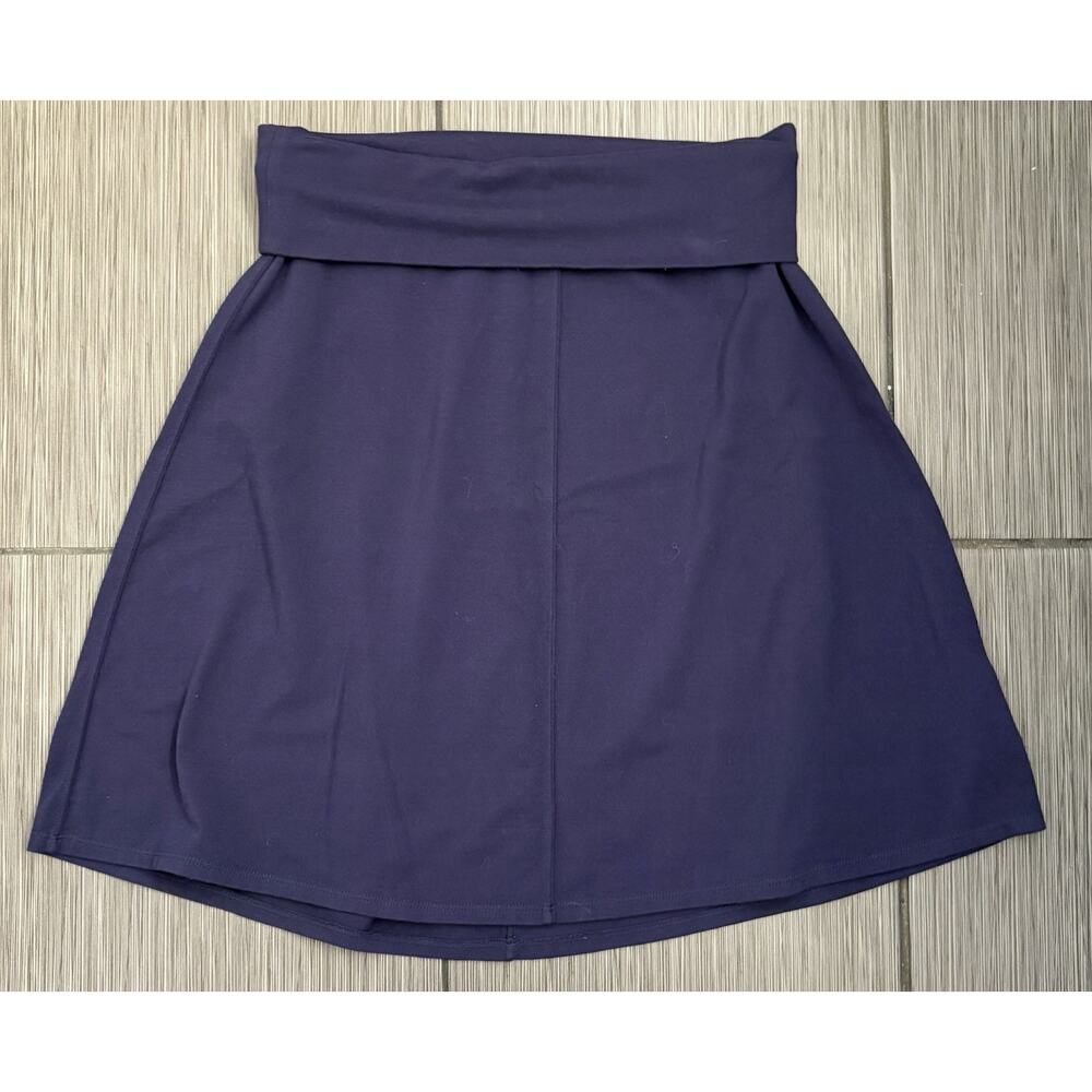 Athleta Fold Over Yoga Skirt Navy Blue Stretch Knit Athletic Style 694256 Small